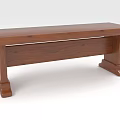 Sturdy Dark Brown Wooden Bench With Simple Design And Four Legs