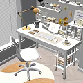 Modern desk chair desk chair combination 3d model