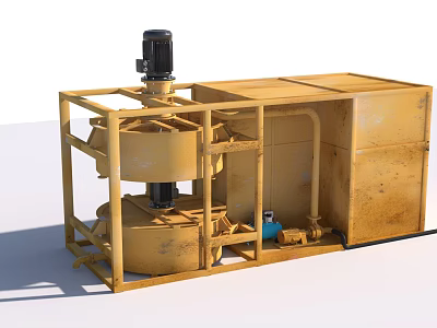 Industrial Processing Equipment With Yellow Metal Frame Motor And Piping System Structure 3d model