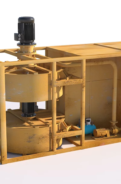 Industrial Processing Equipment With Yellow Metal Frame Motor And Piping System Structure 3d model