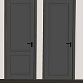 Two Black Hinged Doors with Metal Handles and Simple Design for Interior Spaces