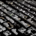 Various Styles House Models in Dense Arrangement for Urban Planning