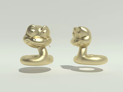 Golden Snake Shaped Cartoon Style Decorative Ornament Set For Home Decor 3d model
