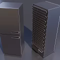 Modern Double Door Refrigerator And Grid Design Freezer In Steel Finish