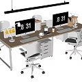 Modern Office Desk and Chair Staff Station Public Office Desk and Chair Computer Desk 3d model