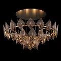 Modern Luxurious Ceiling Light With Golden Frame And Diamond Shaped Transparent Elements 3d model