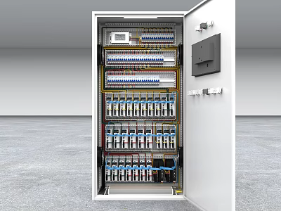 Advanced Industrial Control Cabinet With Electrical Components Circuit Breakers And Control Panel 3d model