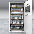 Advanced Industrial Control Cabinet With Electrical Components Circuit Breakers And Control Panel