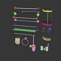 Bathroom Essentials Set With Towel Racks Hooks Toilet Brush And Cups