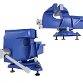 Blue Industrial Vises With Adjustable Jaw And Stable Base For Workshop Clamping Tasks 3d model