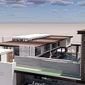 Modern Sales Office Building With Glass Curtain Wall And Geometric Roof Design