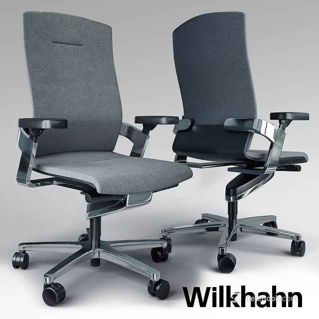 Modern Office Chairs With Metal Frame Armrests Padded Seats And Wheels 3d model 