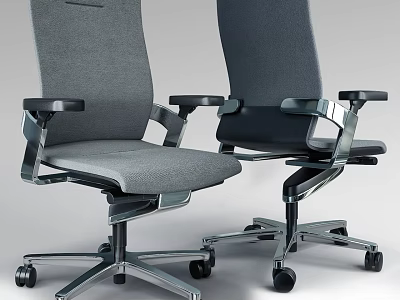 Modern Office Chairs With Metal Frame Armrests Padded Seats And Wheels 3d model