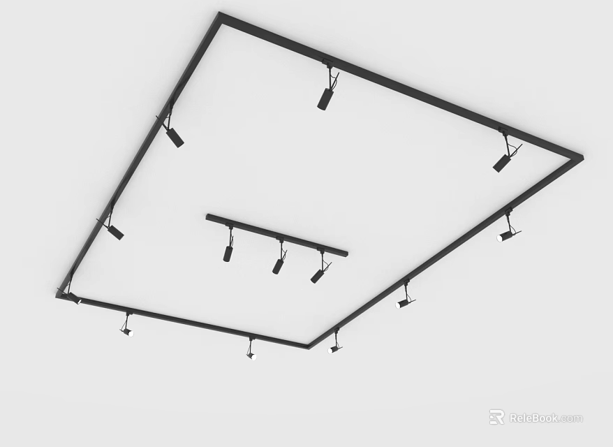 Modern Design Black Frame Ceiling Mounted Lighting Furniture With Multiple Light Fixtures 3d model 