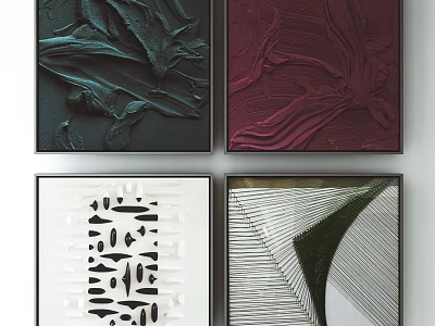 Abstract Textured Wall Artworks With Framed Colorful Patterns And Modern Design 3d model