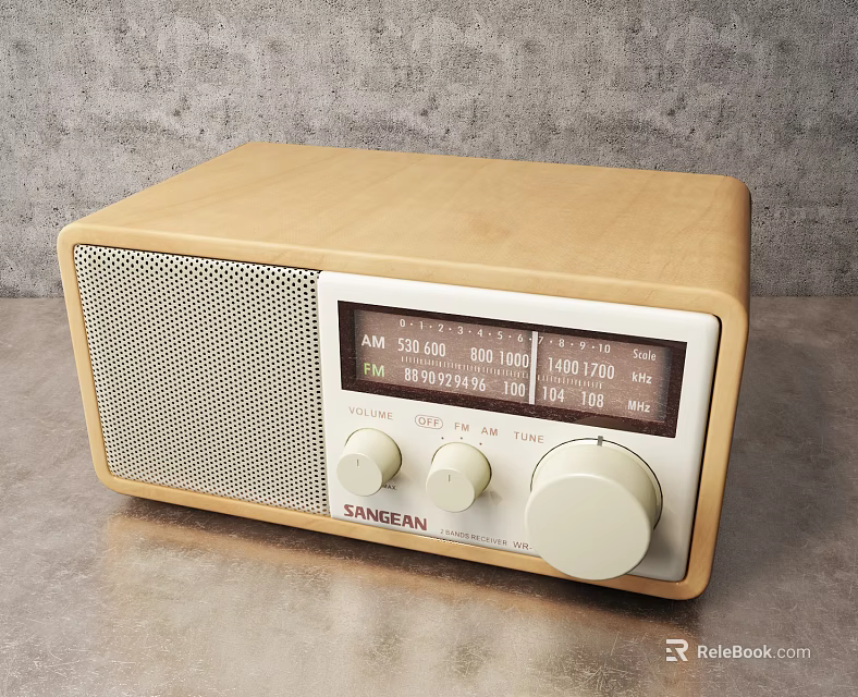 SANGEAN Wooden AM FM Radio With Knob Controls For Home Tabletop Use 3d model 