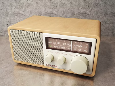 SANGEAN Wooden AM FM Radio With Knob Controls For Home Tabletop Use 3d model