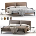 Modern Double Bed With Mattress Pillows Blanket Nightstand And Color Options
