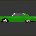 Green Classic Two Door Car With Shiny Surface And Reflection 3d model