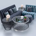 Modern Upholstered Sofa and Coffee Table Set With Cushions Side Tables and Decorative Items