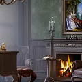 Elegant Office Interior Design With Dark Wooden Furniture Chandeliers Paintings And Bookshelves