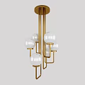 Modern Elegant Pendant Light Featuring Gold Metal Frame And White Globe Bulbs