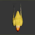 Yellow Parrot With Red Head And White Wings Standing On Smooth Surface Dark Background 3d model