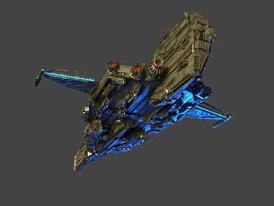 Futuristic Sci Fi Spaceship Design With Metallic Exterior And Blue Accent Lights 3d model