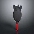 Abstract Black Sculpture Carving With Red Base And Detailed Top Structures