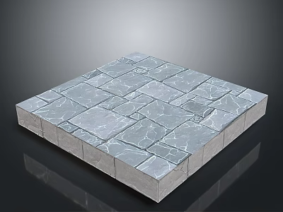 Gray Stone Tile Square Floor Panel Featuring Textured Surface And Patterned Design 3d model
