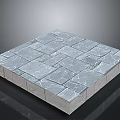 Gray Stone Tile Square Floor Panel Featuring Textured Surface And Patterned Design 3d model
