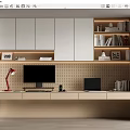 Modern Bookcase Study Bookcase Desk Bookcase Bookshelf Hole Board Book Decoration Computer 3d model