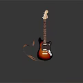 Stylish Electric Guitar As Daily Living Item With Brown Strap And Sunburst Finish