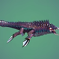 Colorful Spiked Reptile with Sharp Teeth Red Eyes and Fantasy Style Fins 3D Model Design