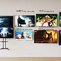 Modern projector curtain curved LCD TV mobile stand TV projector curtain 3d model