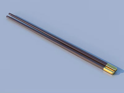 Elegant Dark Wooden Chopsticks Set With Golden Tip For Dining Table 3d model