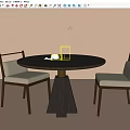Modern Round Wooden Dining Table Set With Gold Base And Upholstered Chairs