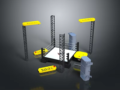 3D Model Household Table With Black Frame White Surface And Yellow Brand Logos 3d model