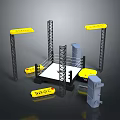 3D Model Household Table With Black Frame White Surface And Yellow Brand Logos