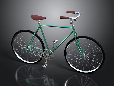 Green Bicycle With Red Seat Silver Handlebars And Black Wheels Classic Design 3d model