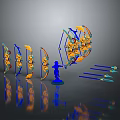Colorful Bow And Arrow Commercial Equipment With Blue Figure Model And Arrows