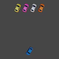 Blue Sports Car With Four Colorful Sports Cars In Different Colors On Blue Background