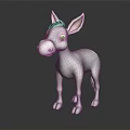 Cartoon Donkey 3D Character Design With Gray Body Big Ears And Black Mane