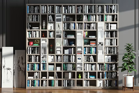 Modern bookcase 3d model