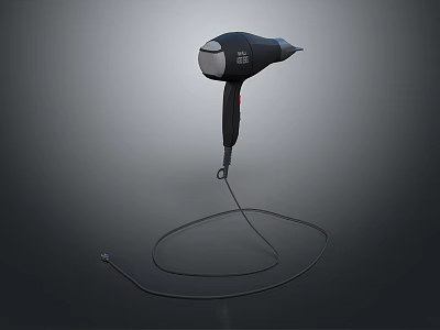 Stylish Black Modern Hair Dryer With Corded Design For Professional Styling 3d model