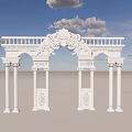 Elegant White Classical Architectural Structure With Arches Columns And Carved Ornaments 3d model