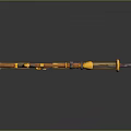 3D Rendered Orange Brown Sniper Rifle With Decorative Design And Scope Attachment