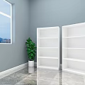 White Filing Cabinets with Glass Doors Files Green Plants Gray Walls Window and Marble Floor