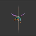 Winged Mythical Creature With Flaming Wings Teal Body And Blue Pants Standing On Globe