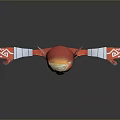 Red Horned Fantasy Game Character 3D Model With Green Tattoos And Block Arms